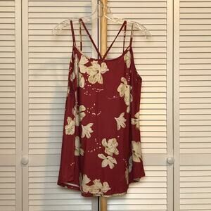 Ours Floral Scoop Neck Thin Straps Criss-Cross Back Blouse XL